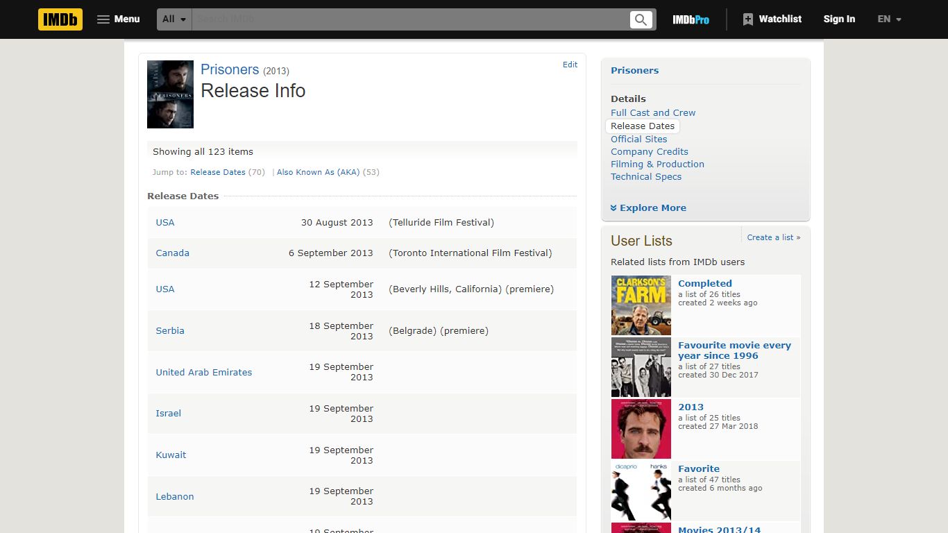 Prisoners (2013) - Release Info - IMDb
